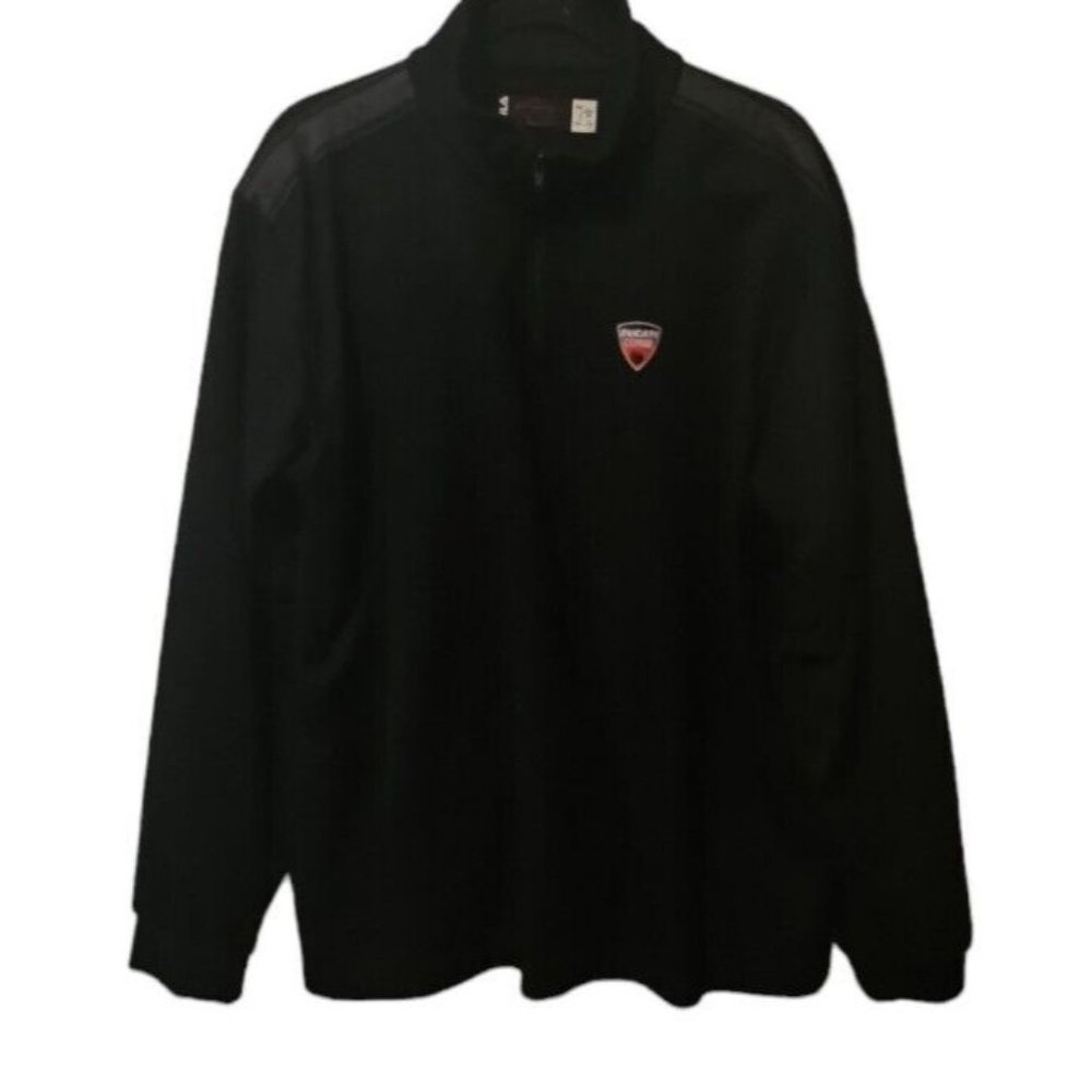 FILA Ducati Corse Pullover Shirt Mens Large Black Italy Racing Long Sleeve Zip